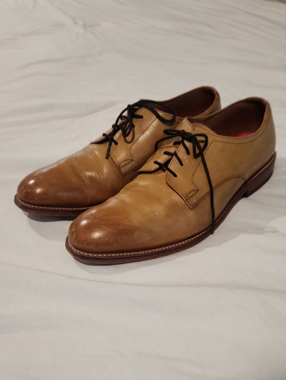 Grenson Tan Leather Derby Shoes with Black Laces